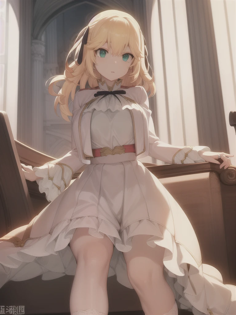 A girl,Long hair, Bangs, Blonde hair, Hair between the eyes, s eyes:(1.5), (Large Breasts:1.2),
rest 锁骨, Wedding dress,veil,wedding,White Dress,Flowers,The skirt is broken,White socks,Tights,White knee socks,
Looking at the audience, whole body,
indoors, church,permanent,permanent,
rest (masterpiece:1.2), best quality, high resolution, Unity 8K wallpaper, (illustration:0.8), (美丽细致s eyes:1.6), Extremely detailed face, Perfect lighting, Extremely detailed CG, (Perfect hands, Perfect anatomical structure),