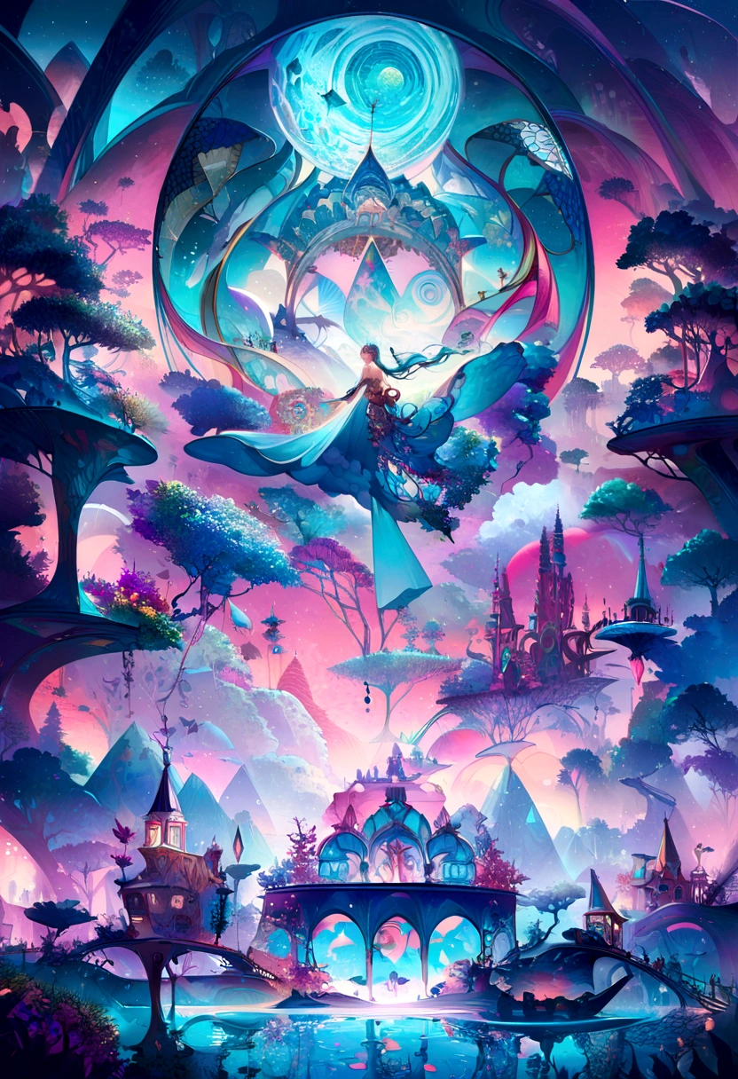 Hatsune Miku undressed, floating in a surreal dream world, surrounded by floating geometric shapes and surreal landscapes, ethereal glow illuminating the scene, a whimsical and otherworldly environment with twisted and distorted elements, capturing a sense of wonder and mystery, illustrated in a whimsical and fantastical style reminiscent of Salvador Dali’s surrealism. --ar 1:1 --v 6