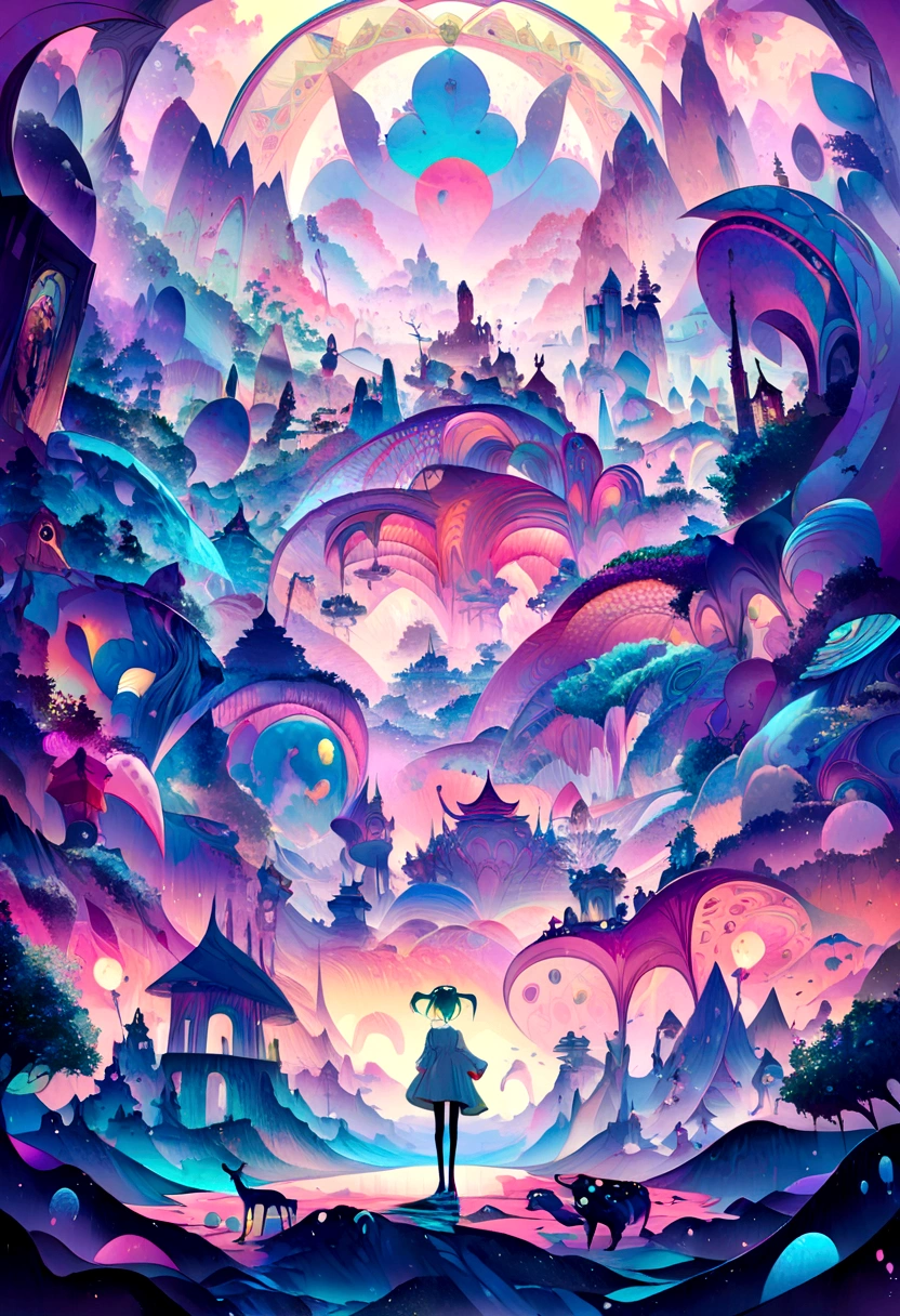 Hatsune Miku undressed, floating in a surreal dream world, surrounded by floating geometric shapes and surreal landscapes, ethereal glow illuminating the scene, a whimsical and otherworldly environment with twisted and distorted elements, capturing a sense of wonder and mystery, illustrated in a whimsical and fantastical style reminiscent of Salvador Dali’s surrealism. --ar 1:1 --v 6