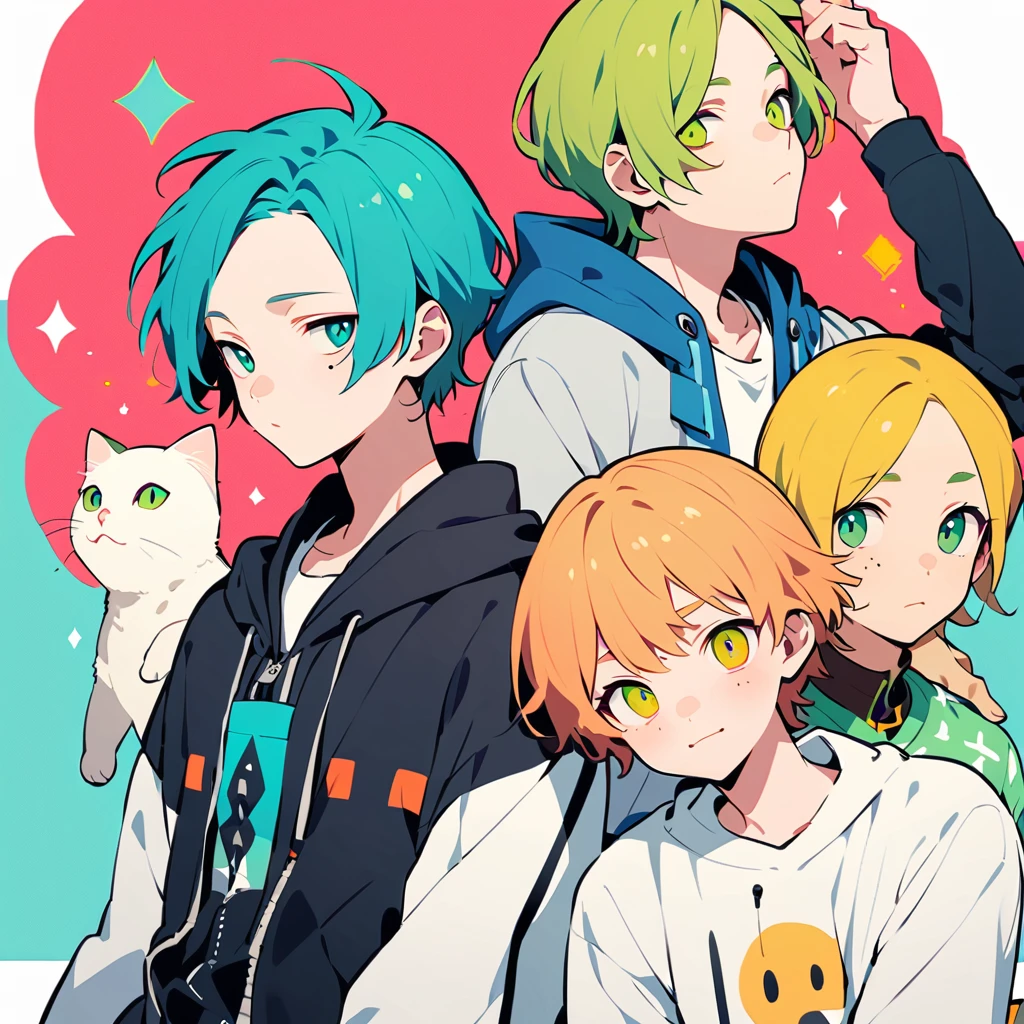 Style 3,Boys,There is a tear mole under the right eye,Green Eyes,The middle part of the hair is white,Cat's Eye,wizard,Wearing a black robe