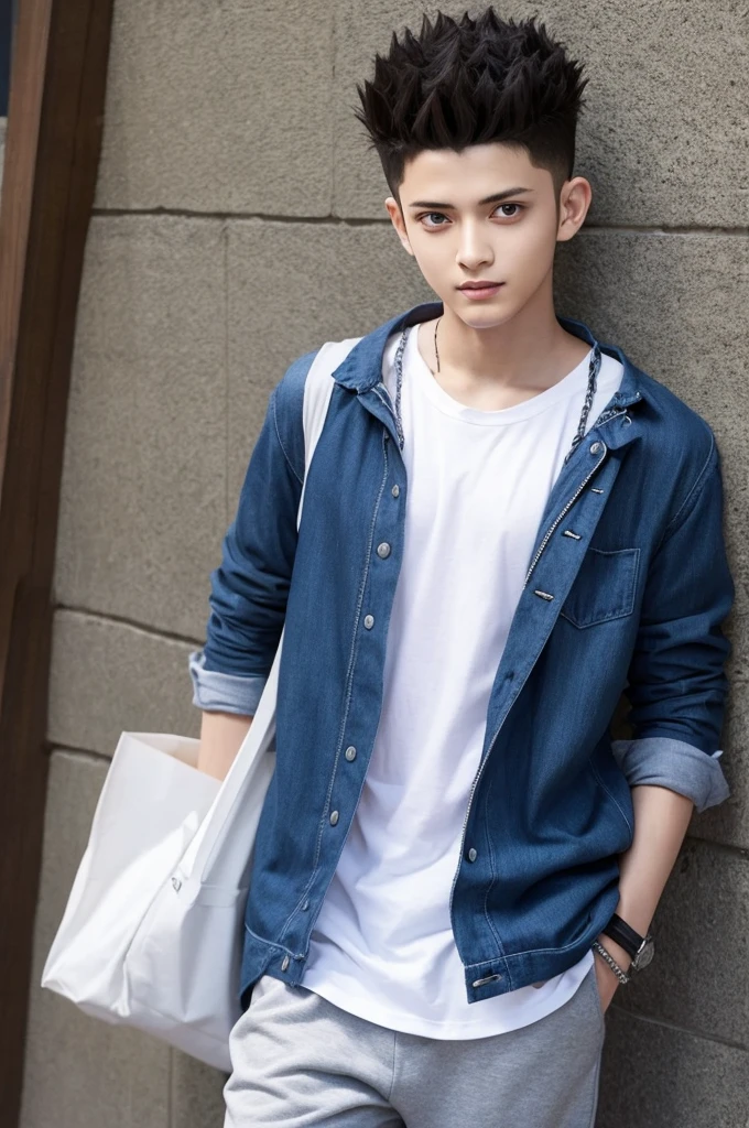 hunter hunter killua.A lively young man.Tall and mature.It is clean..Dress in casual fashion
