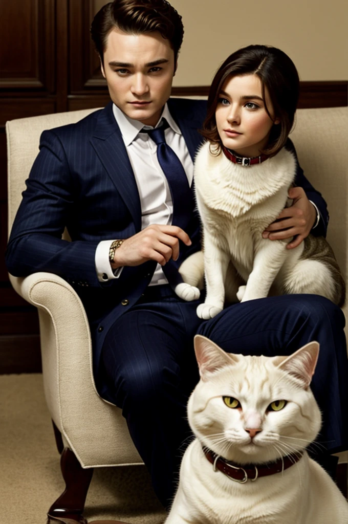 Chuck bass con un gato persa
