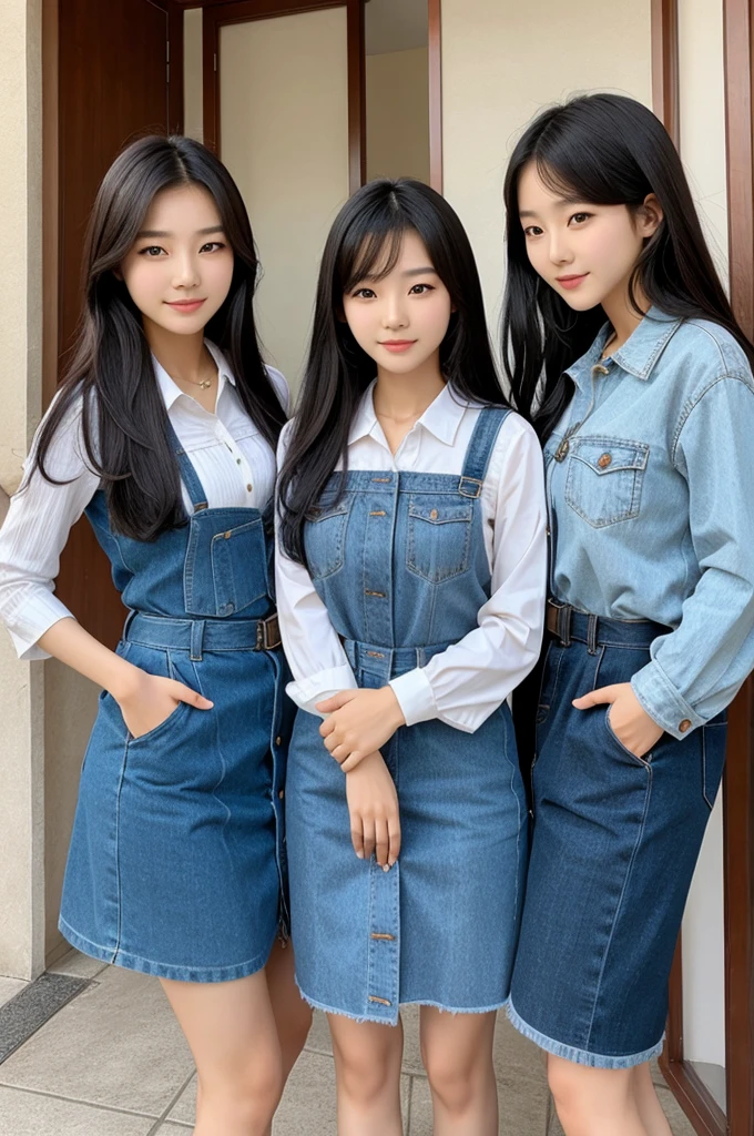 Four Korean girls wearing Western dress