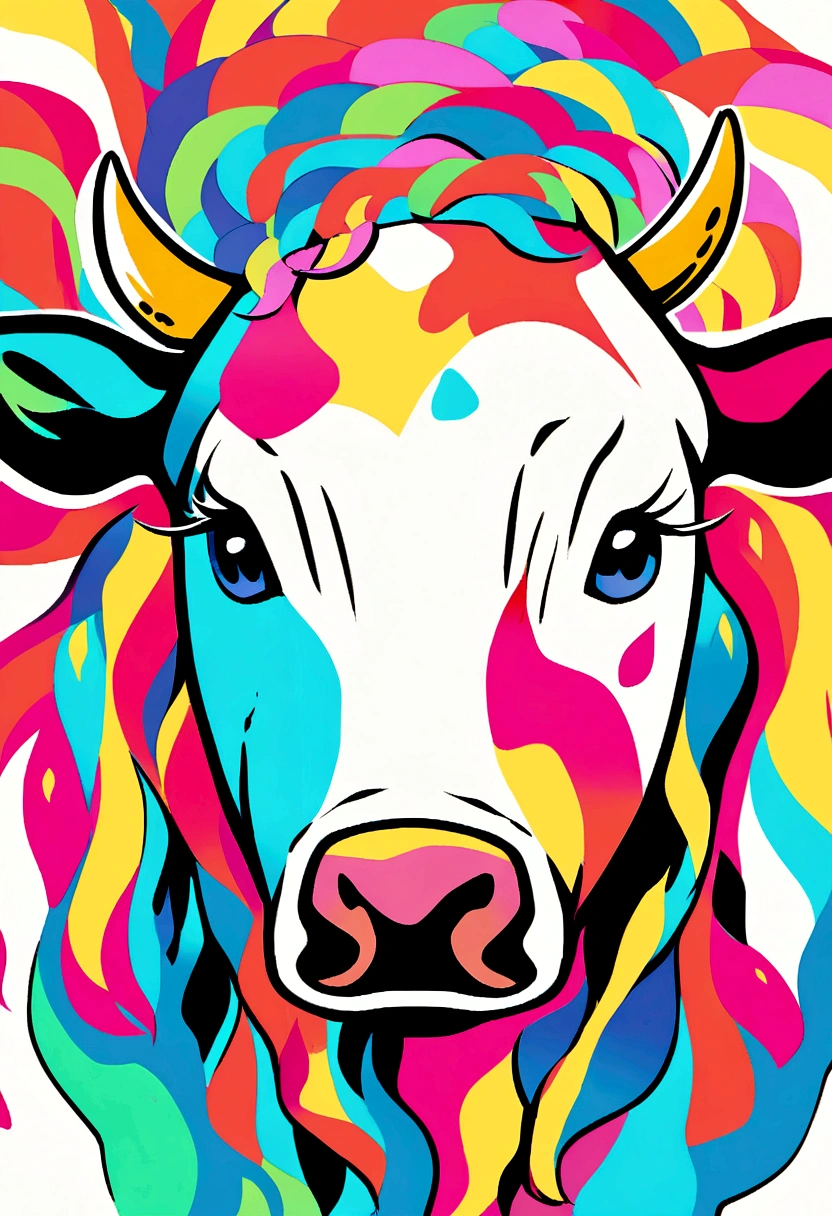 multicolored cow head image
