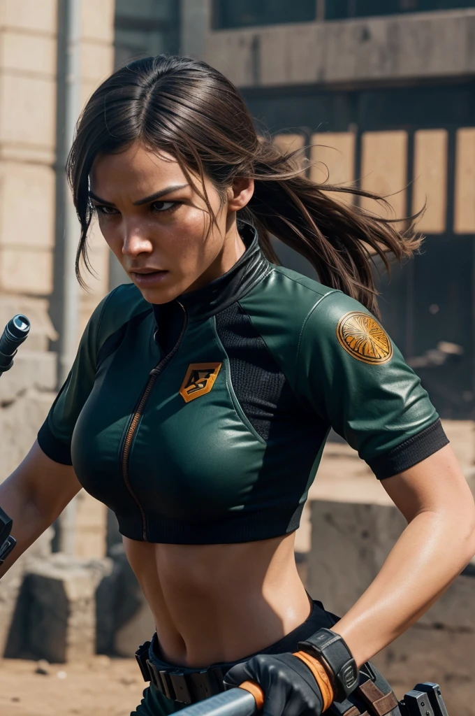   Freefire gameplay  Dynamic Action Shot: A close-up of your character in mid-headshot with a high-powered weapon, showcasing intensity and precision.