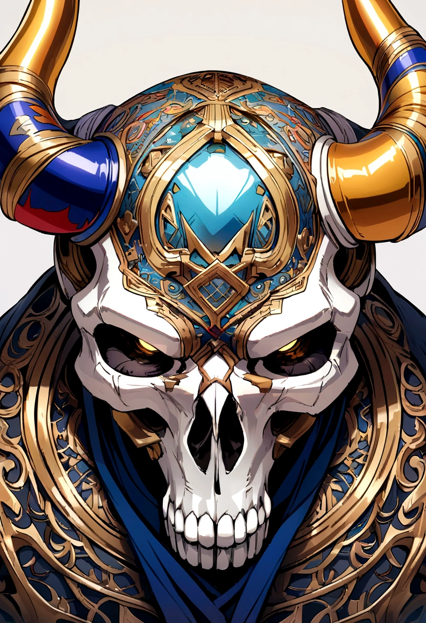 multicolored bull head skull