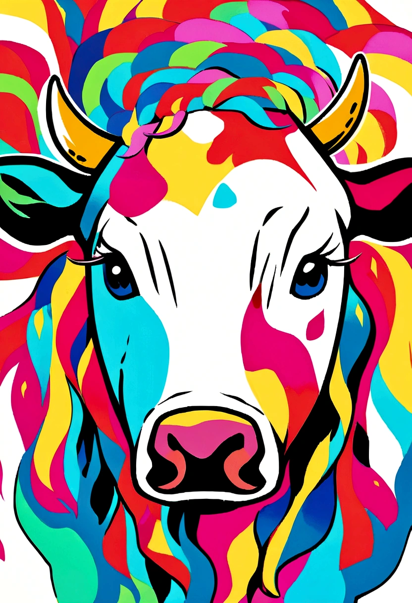 multicolored bull head image
