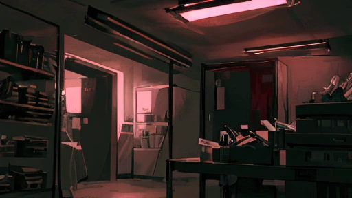 Dark doctors office, bue ray, white lighting , Surgery tools, screw driver, (backround only)
