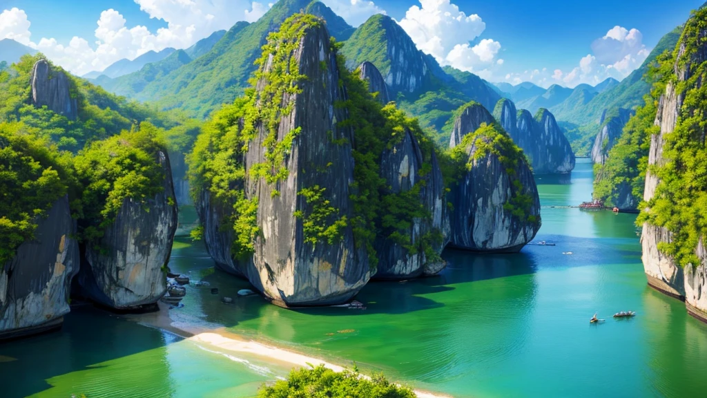 Beautiful scenery of Vietnam&#39;s countryside seen from above, Photorealistic photos, High definition
