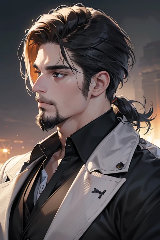 (best quality,4k,8k,highres,masterpiece:1.2),ultra-detailed,(realistic,photorealistic,photo-realistic:1.37),30 year old man,3 day beard,handsome anime,portraits,strong,masculine,dark hair,sharp jawline,mesmerizing eyes,perfectly styled hair,cool anime outfit,confident expression,vibrant colors,dynamic lighting