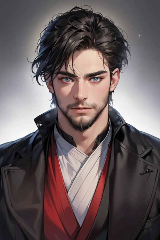 (best quality,4k,8k,highres,masterpiece:1.2),ultra-detailed,(realistic,photorealistic,photo-realistic:1.37),30 year old man,3 day beard,handsome anime,portraits,strong,masculine,dark hair,sharp jawline,mesmerizing eyes,perfectly styled hair,cool anime outfit,confident expression,vibrant colors,dynamic lighting