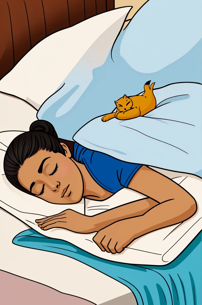 Nacatmal sleeping in a bed cartoon