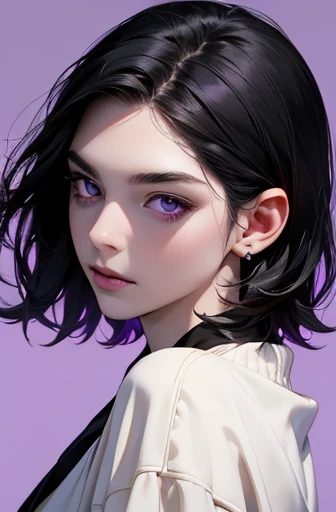 best quality, black hair, purple eyes, pale skin, 31 years. 8k, 4k.