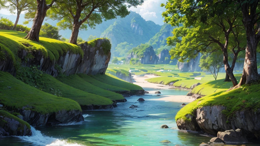 Beautiful scenery of Vietnam's countryside seen from above, Photorealistic photos, High definition