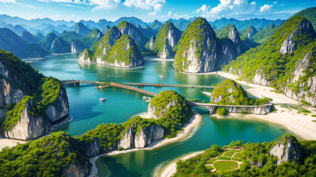 Beautiful scenery of Vietnam's countryside seen from above, Photorealistic photos, High definition