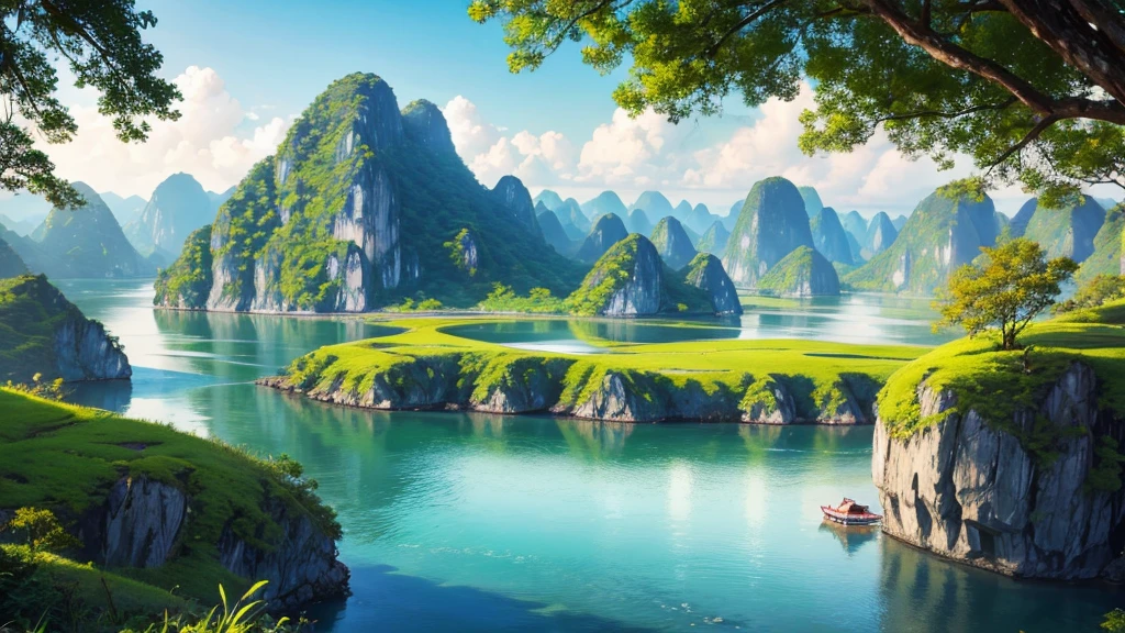 Beautiful scenery of Vietnam's countryside seen from above, Photorealistic photos, High definition