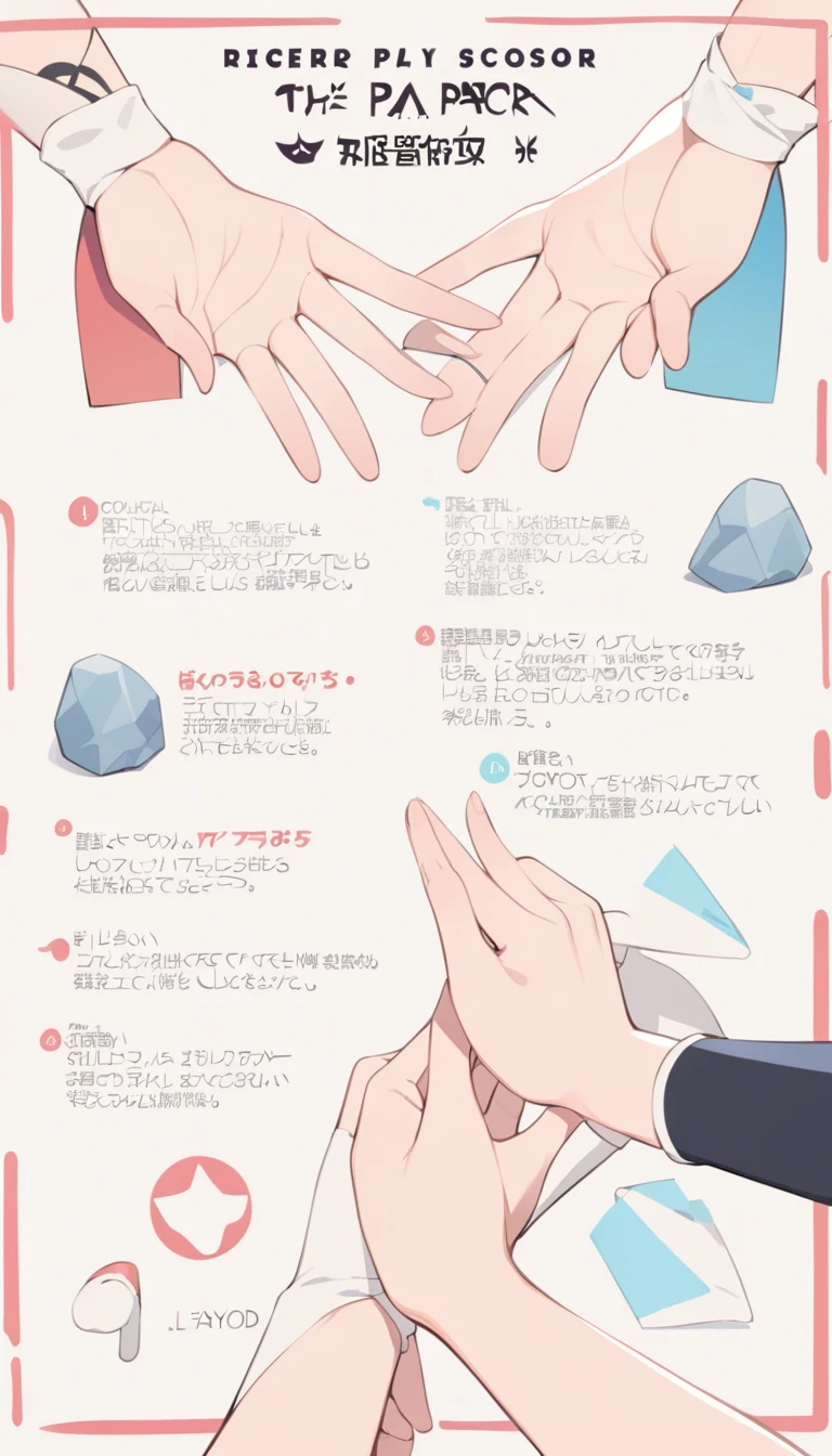 a poster with instructions to play a rock paper scissors game