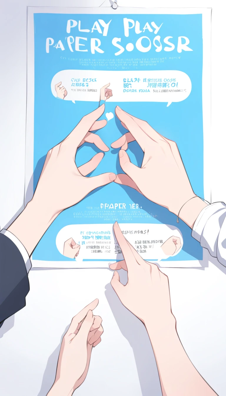 a poster with instructions to play a rock paper scissors game