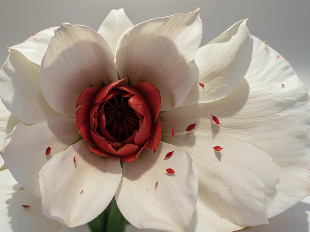 red lily, white background, detailed flower petals, high contrast, realistic, photorealistic, 8k, masterpiece, vibrant colors, natural lighting, close-up, sharp focus, macro photography, botanical, studio lighting, fine art