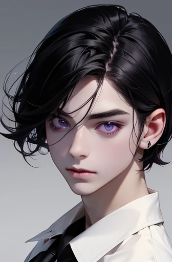 best quality, black hair, purple eyes, pale skin, 31 years. 8k, 4k.