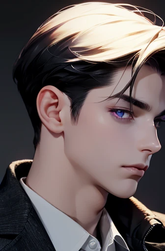 best quality, black hair, purple eyes, pale skin, 31 years. 8k, 4k.