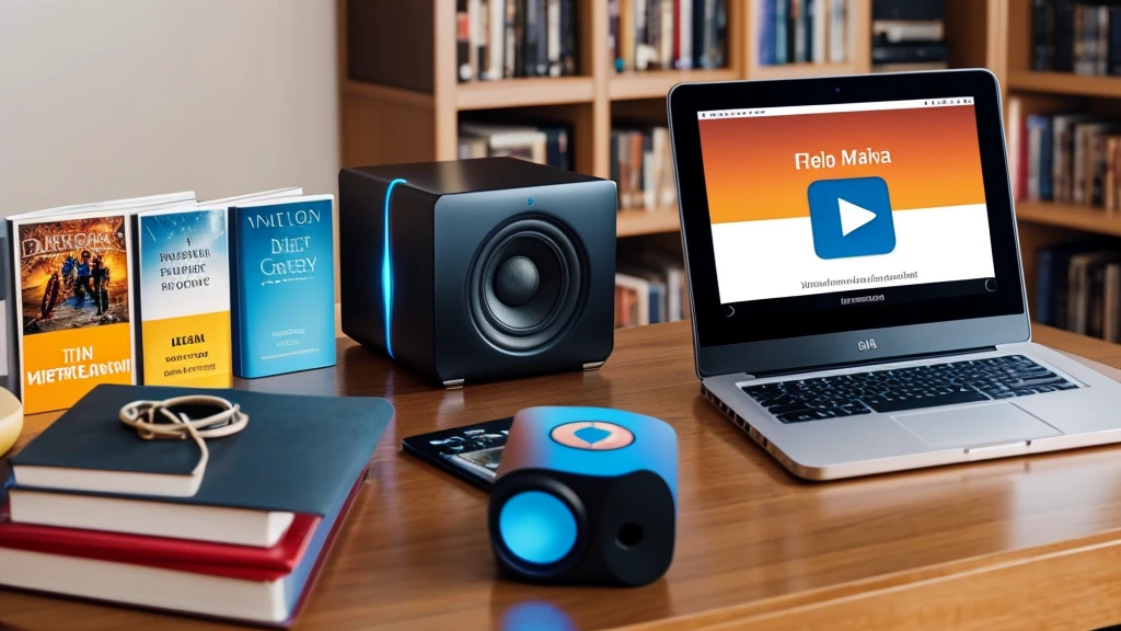 Create a YouTube thumbnail for a video titled "Top 10 Audiobooks in 2024." The thumbnail should have a modern and engaging design that captures the viewer's attention. Include elements such as:
A bold and eye-catching title: "Top 10 Audiobooks in 2024"
Visually appealing images of book covers, representing audiobooks.
Incorporate icons or elements that symbolize listening, such as headphones or a speaker.
Use vibrant colors and a clean layout.
Add a play button overlay to indicate it's a video.
Ensure the text is large and readable, even on smaller screens.