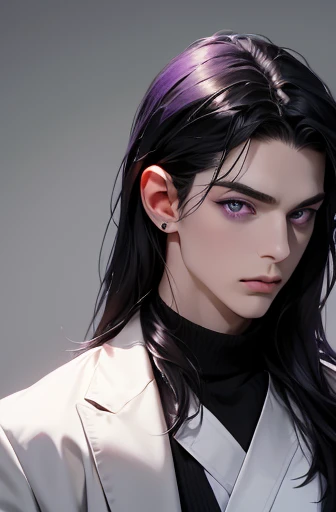 best quality, black hair, purple eyes, pale skin, 31 years. 8k, 4k.