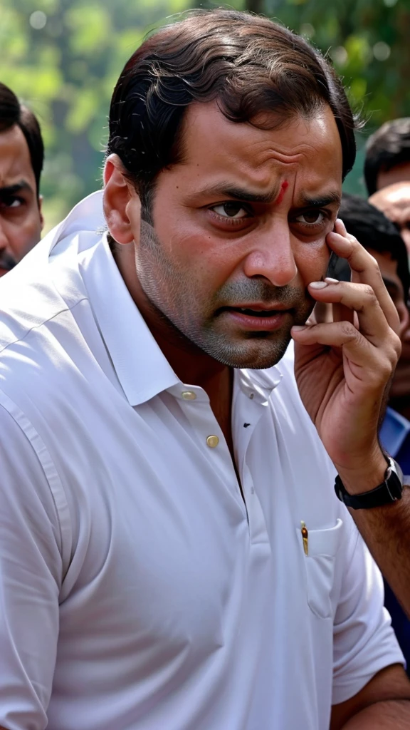 Rahul Gandhi crying in front of people