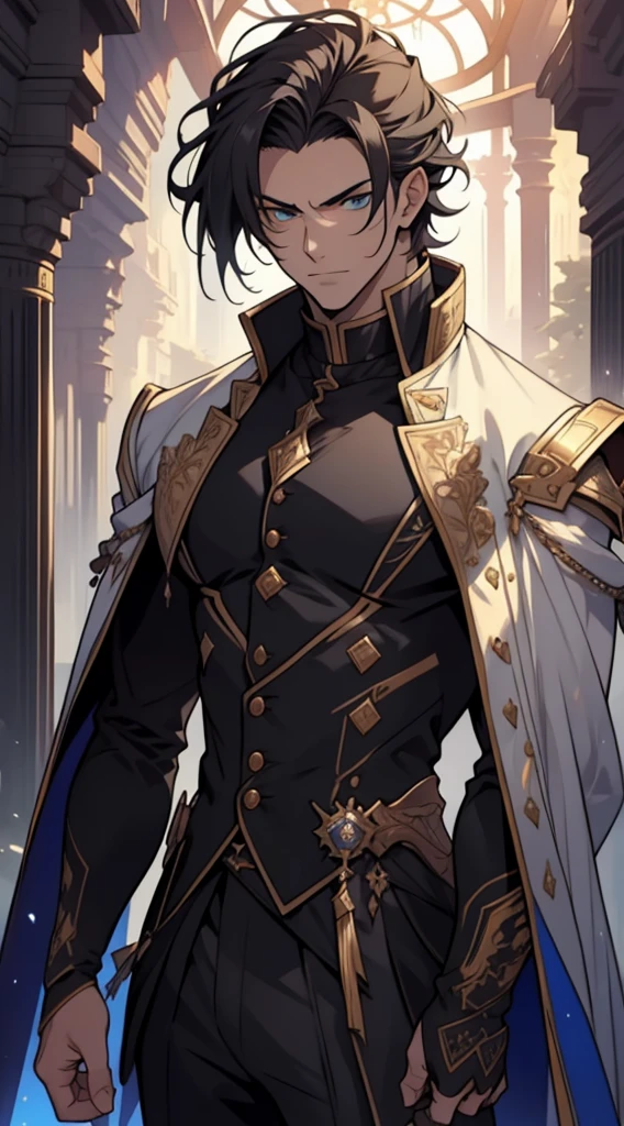 quadratic element,style of anime,One guy(male warrior),proportions are correct,Face details,cabelos preto e longos,Neck details,ray traycing,Detailed glow,cg render,hair detail,mesmerizing eyes,Handsome,Handsome,(juvenile sense),Clothing is complicated,at a forest,natta,starrysky,Perfectcomposition,Refinement,high high quality,More detailed,A lot of detail,The background is complex,a sense of atmosphere,