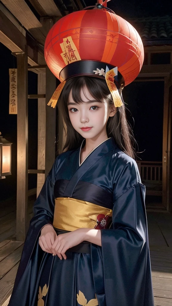 (Highest quality, 8K, masterpiece:1.2), Reality:1.4, One girl,alone, Black Hair, Slender body, Small and slender figure, Underbust, Have, Light_smile, (Ofuda), China dress, Arms crossed, whole body, Outdoor, Hanging lanterns, night, Higashi Setuna, ((Detailed eyes and face:1.2, Professional photography techniques)), ((****-***** beautiful girl:1.2, Cute face))