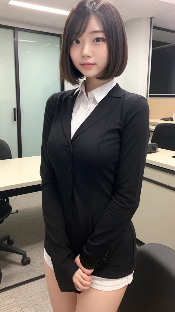 girl 18-year-old Hairstyle Casual, wearing secretary clothes at office