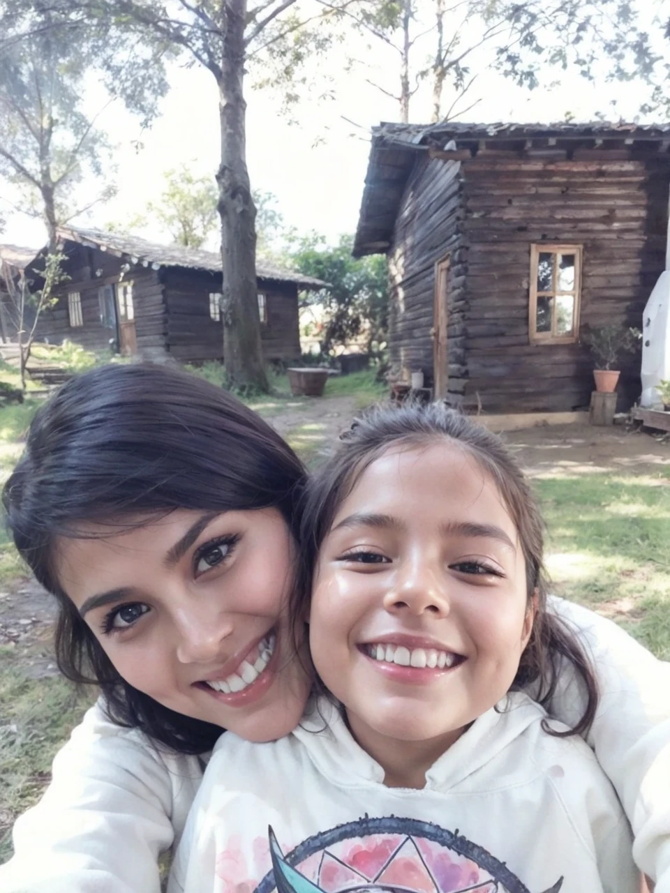 Mom and daughter take a selfie