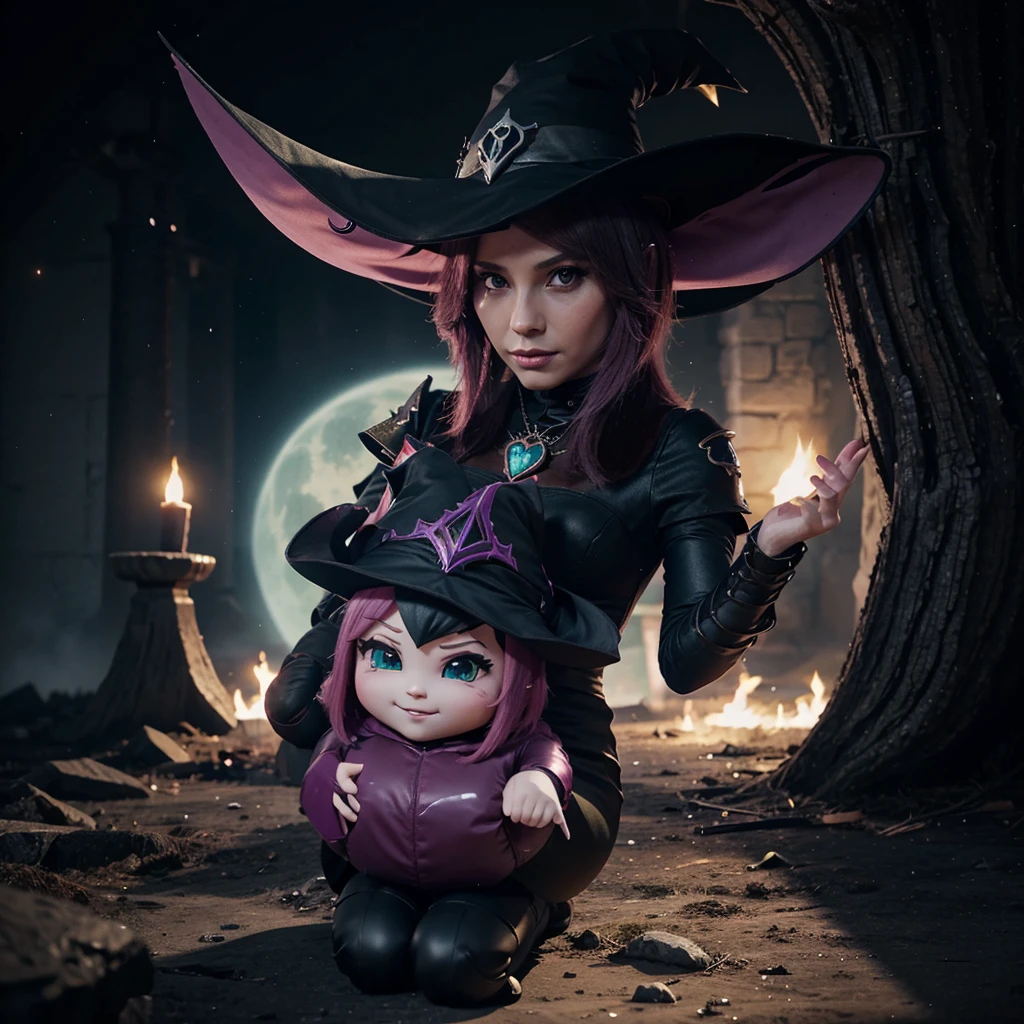 Create a kawaii animated sticker of savathun the witch queen from the video game destiny 2