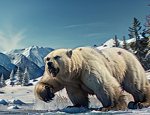 A frontal image of the moment of a polar bear attack on Expectador . The polar bear attacks the spectator with his binges, the bear is furious .