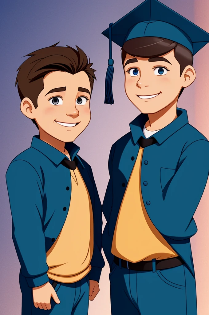 Two boys graduating from the animated ipn
