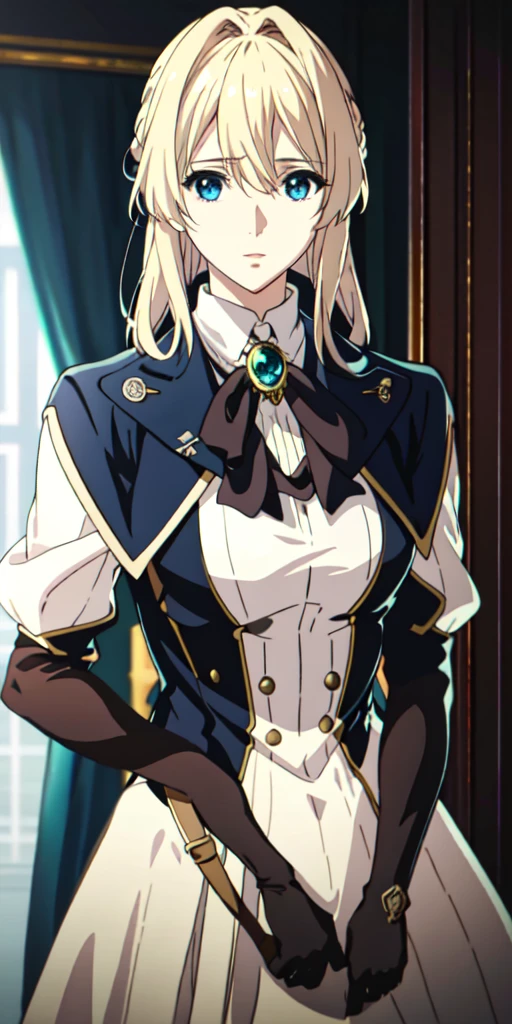 Violet Evergarden, gloves, brooch, Blur the eyes, blonde、Realistic