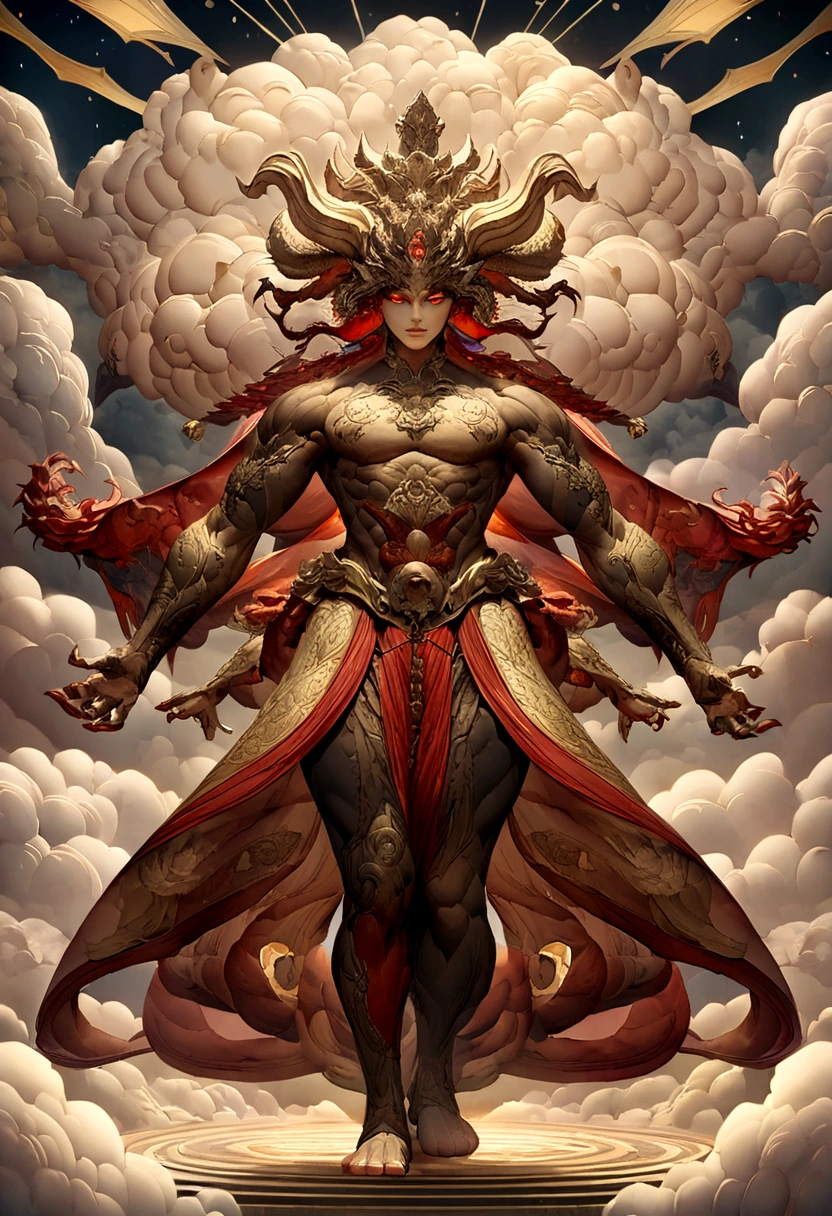 China-style,Chinese mythology,chinesedragon,cough,Ferocious,gargantuan,The eyes glow red,Glow effects,surrounded by cloud,Thick clouds,buliding,The scene is,Full body like, highly detailed surreal vfx,oc rendered,