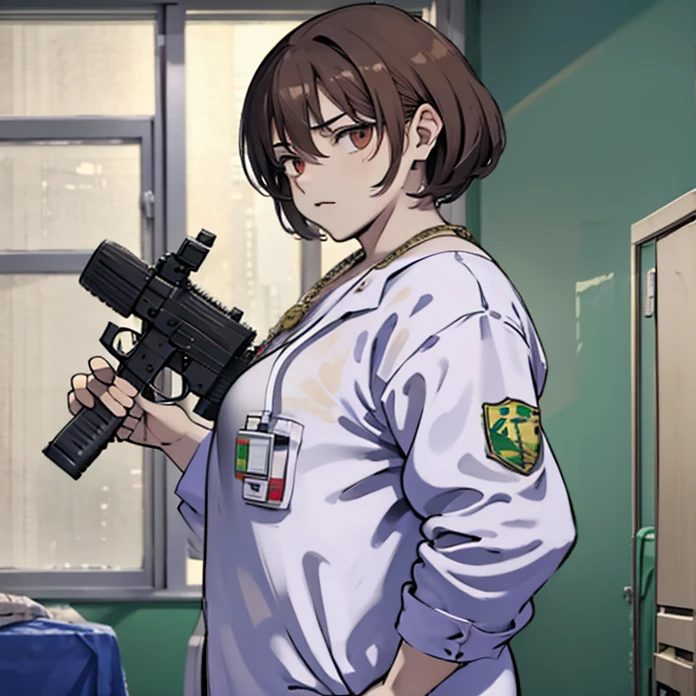 Carl Brutananadilewdki holding Uzi Gun on Brazil Hospital Room, Guillaume Singelin Style 