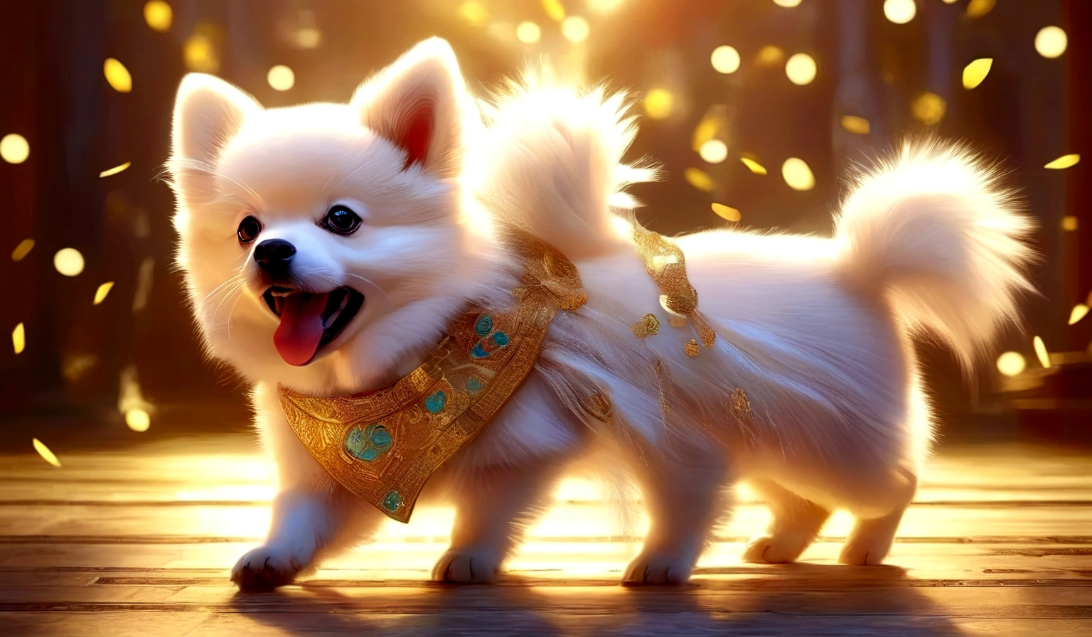 Anime Dog,dance,Dog and human baby,Movies focusing on dogs, Dynamic Background, Dynamic configuration, Dynamic Lighting, Realistic proportions, High resolution, Ray Tracing, Very detailed, Super detailed, Intricate details, Very detailed雰囲気, Very detailedテクスチャ.