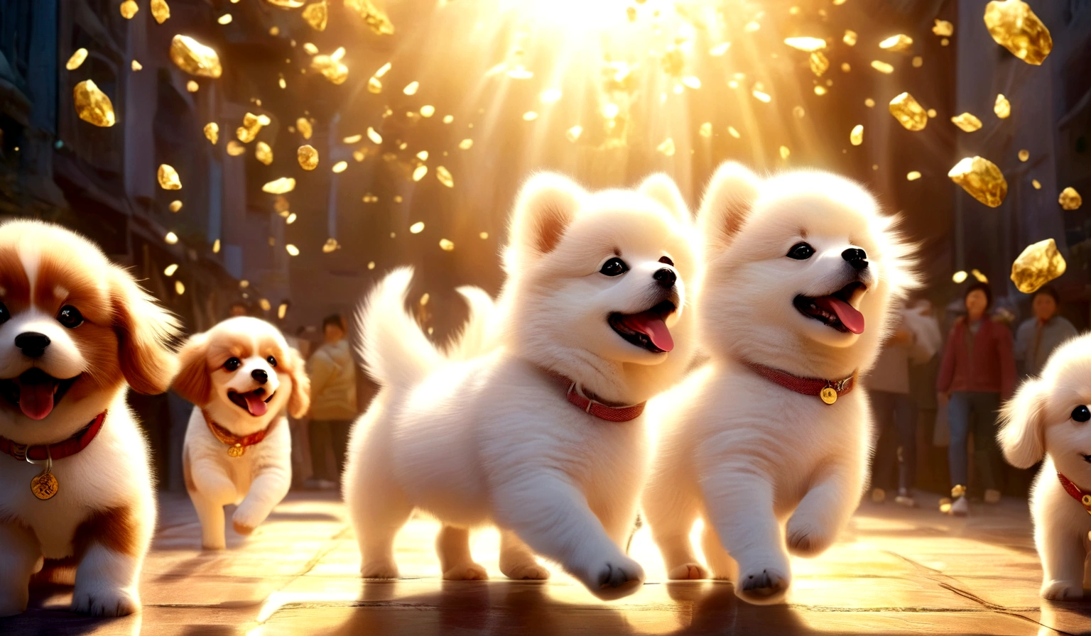 Anime Dog,dance,Dog and human baby,Movies focusing on dogs,  Dynamic Background, Dynamic configuration, Dynamic Lighting, Realistic proportions, High resolution, Ray Tracing, Very detailed, Super detailed, Intricate details, Very detailed雰囲気, Very detailedテクスチャ.