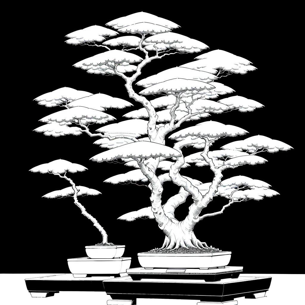 ((mango)), ((japanese style)), bonsai, red and shades of gray