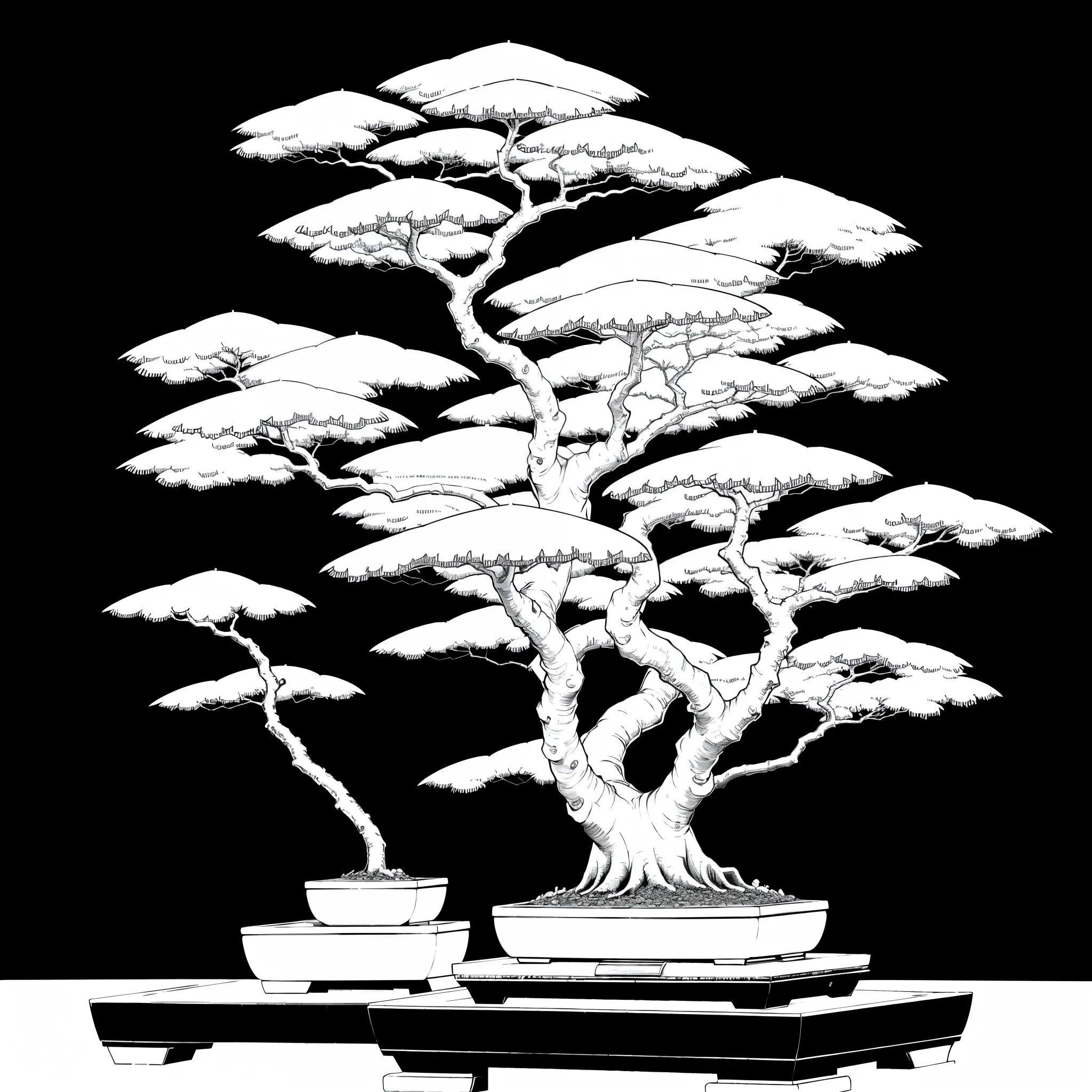 ((mango)), ((japanese style)), bonsai, red and shades of gray