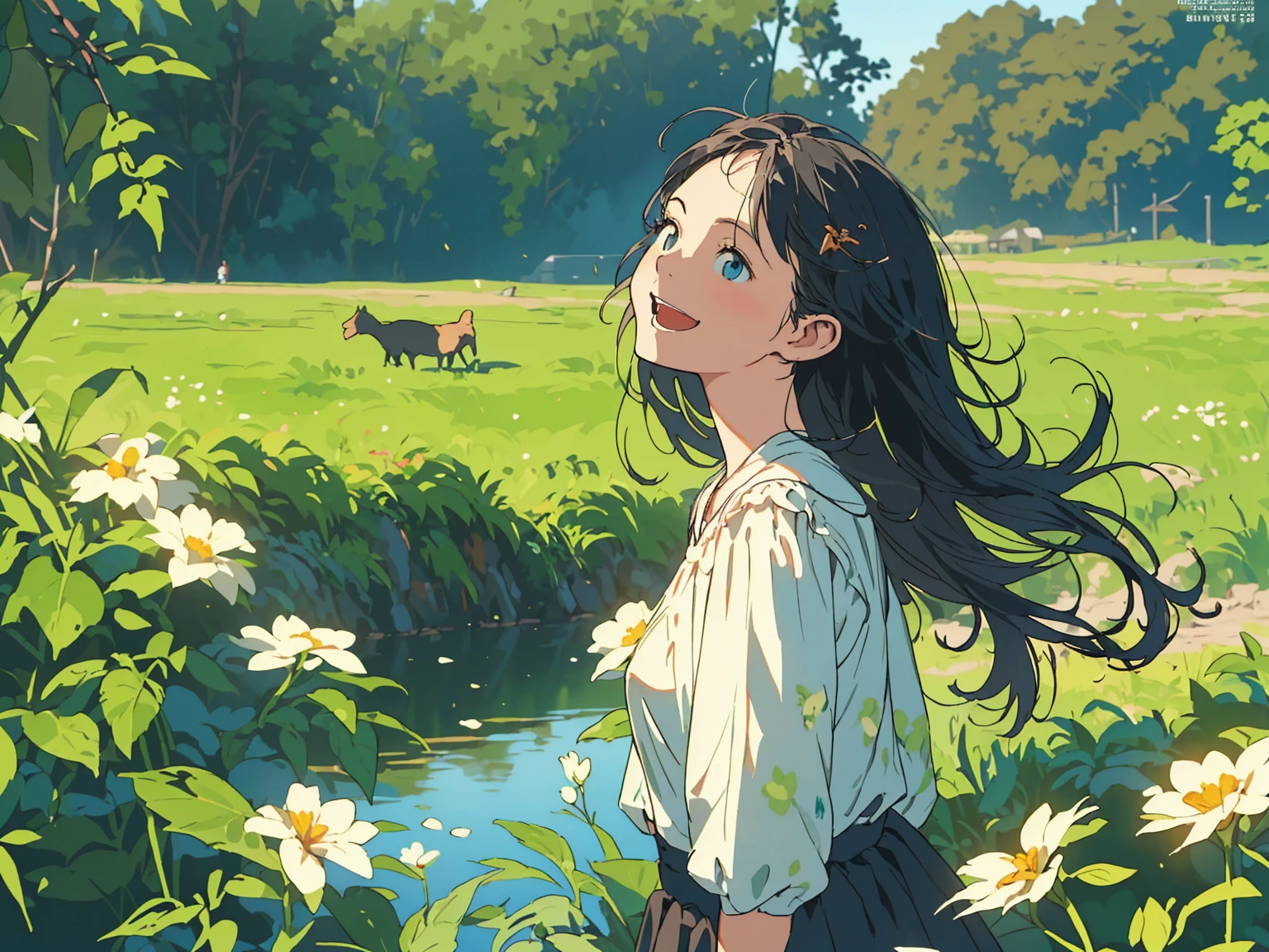 Reasonable design, Clear lines, High Sharpness, (Highest quality,8K,Perfect sharpness,Ultra fine,High resolution,masterpiece:1.2), Perfect Anatomy:1.5, Official Art, Illustrations that tell a story, (Whitish background:0. 9）、Body Positivity、多Mr.な身体表現、（Random and energetic poses）、Perfect beauty、Perfect beautiful face、Strong winds、A rich expression、Dynamic composition、smile、Golden ratio composition、colorful、（(Mr.々Different angles and perspectives)）、Anime Art、(Mini dress)、（Overcoming stereotypes）、 Glowing Skin、（Natural beauty）、smile、Bangs、（Soft and flowing hair）、（countryside）、（Nostalgic atmosphere）、Put up to your feet、（Playful and carefree）、（多Mr.な民族のキャラクター）、（innocent attitude）、（Sunny atmosphere）、(The skirt flutters wildly in the wind)、（Bright colors）、Beautiful Eyes、(Embarrassing)、Braided Hair、Summer Scene、Smiling among flowers、Side angle、