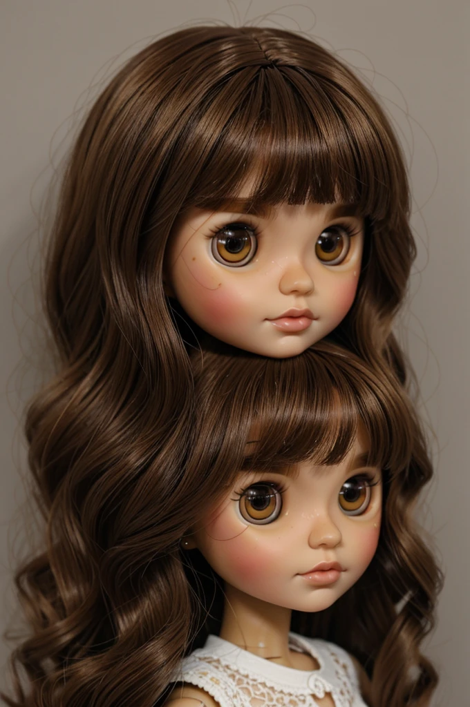 Blythe Doll with honey eyes, brown skin, medium light brown hair