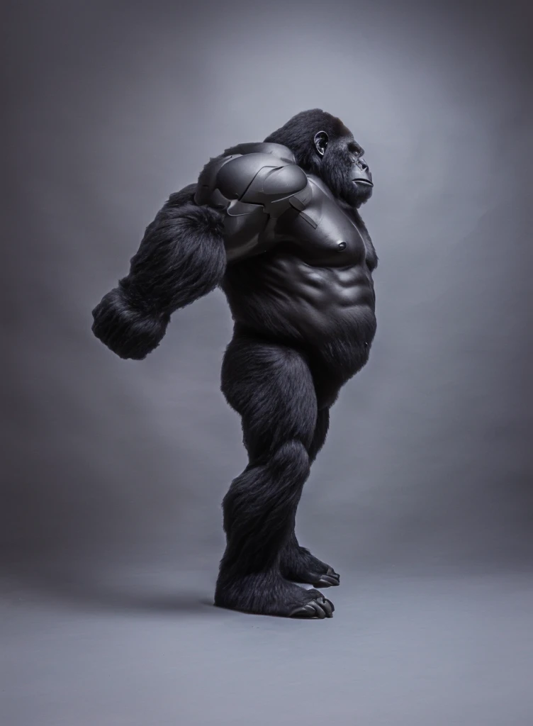 arafed gorilla standing on its hind legs with a white background, black hair gorilla, distant full body view, bigfoot, big foot, full body wide shot, whole body highly detailed, like gorilla, sasquatch,muscular, strong body, full body profile, 1/2 view realistic, full body shot hyperdetailed, highly detailed full body, ( sasquatch, full body close-up shot
