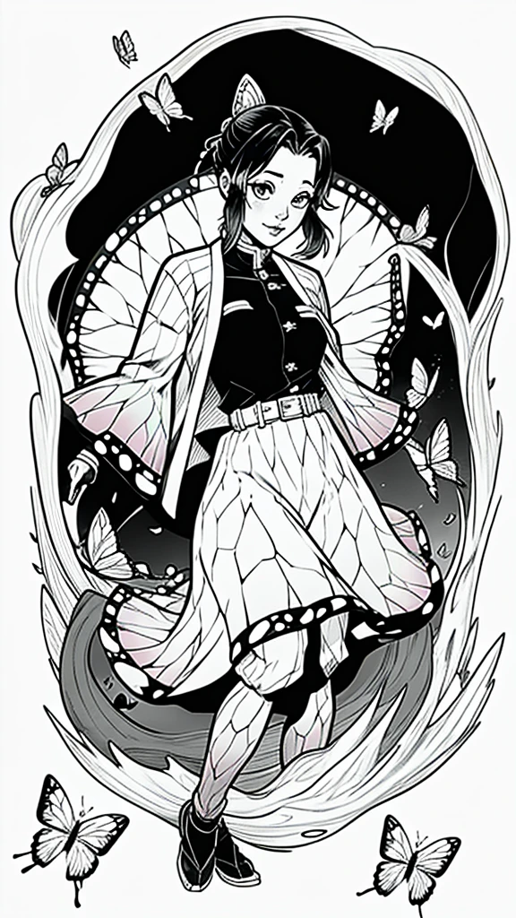 cute、Mini character、Mysterious lake and cave、erflies are fluttering、A school uniform with a butty-like haori、Poisonous、comics 