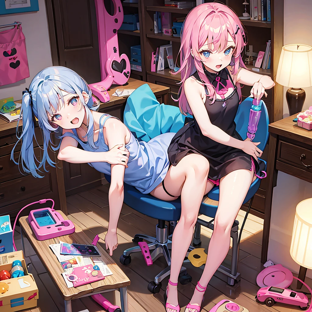 A cute girl playing with sex toys