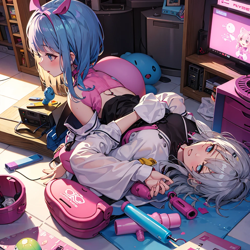A cute girl playing with sex toys