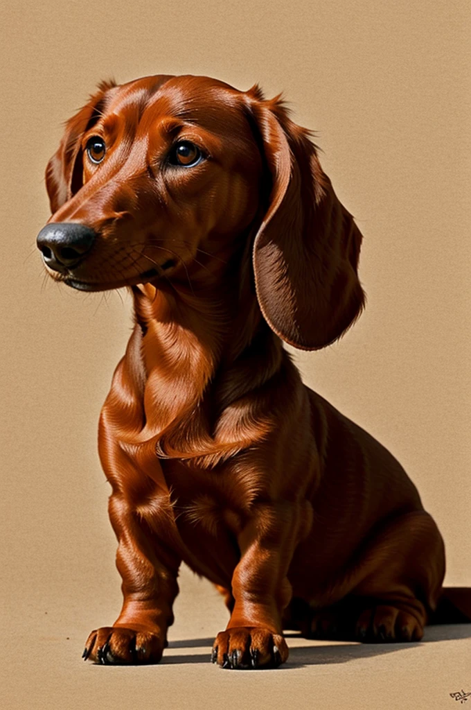 Draw a red dachshund dog