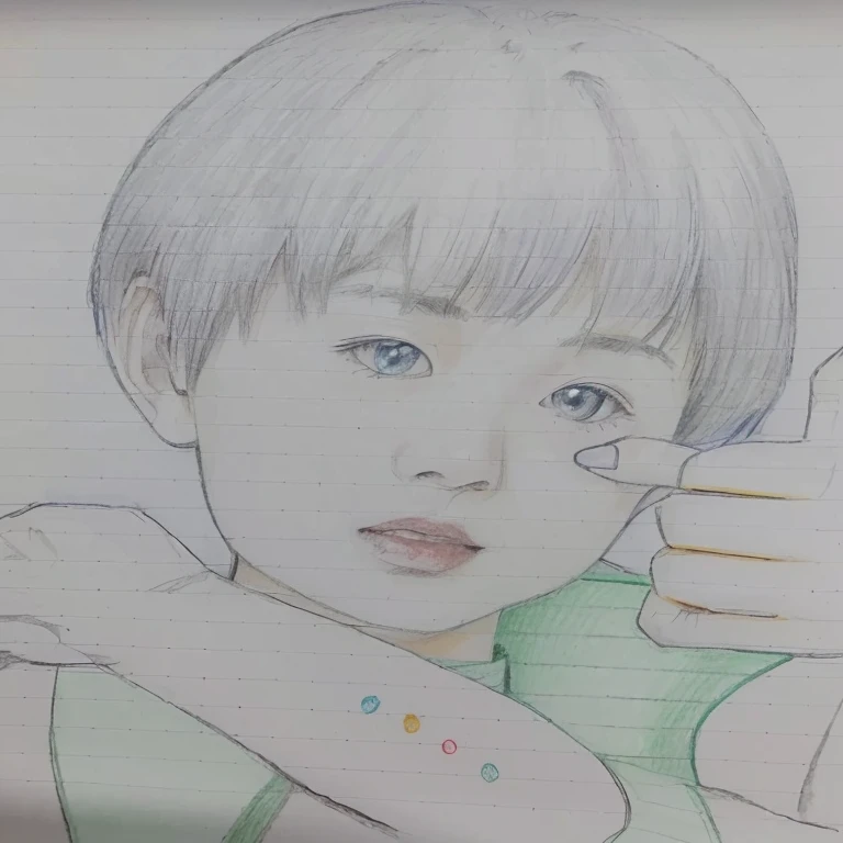 Picture of a boy pointing at something with his finger, a Colored pencilスケッチ, Colored pencil sketch, By Yuki Ogura, Colored pencilスケッチ, Written by Nobuzada Yanagawa, By Oka Yasutomo, by Ayako Rokkaku, Colored pencilスケッチ, Color painting, By Yasutomo Oka, Colored picture, Colored pencil, full Color painting, Traditional Arts